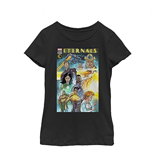 T-shirt Noir Marvel Eternals Comic Cover pour Fille Taille XS en pur coton confortable