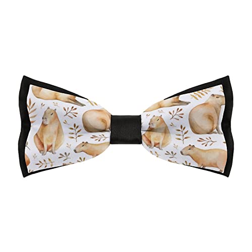 WEEDKEYCAT Adorable Capybara Pre-Tied Bow Ties for Men Adjustable Bowties Necktie Novelty