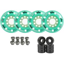 Labeda Whips Roller Hockey Wheels - Pink 4-Pack - Soft - Choose Size - Includes Evo Spacers and Amp Hybrid Ceramic Bearings