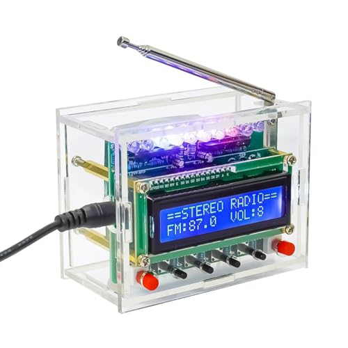 Hsthe Sea Kit Radio FM Progetti di Saldatura Fai-da-Te Radio FM 87-108 MHz Kit per esercitazioni di Saldatura Display LCD1602 per l'apprendimento Insegnamento STEM Education DIY