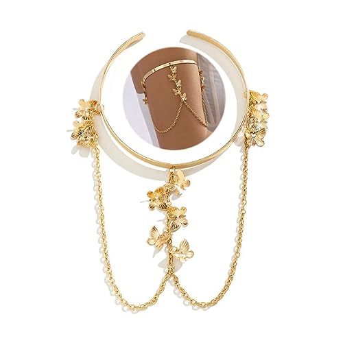 Bethynas Punk Chain Tassel Upper Arm Cuff Cute Butterfly Disc Shell Star Coin Leaf Charm Pendant Arm Bracelet Bangle Open Greek Armlet Beach Wedding Prom Party Accessories for Women2