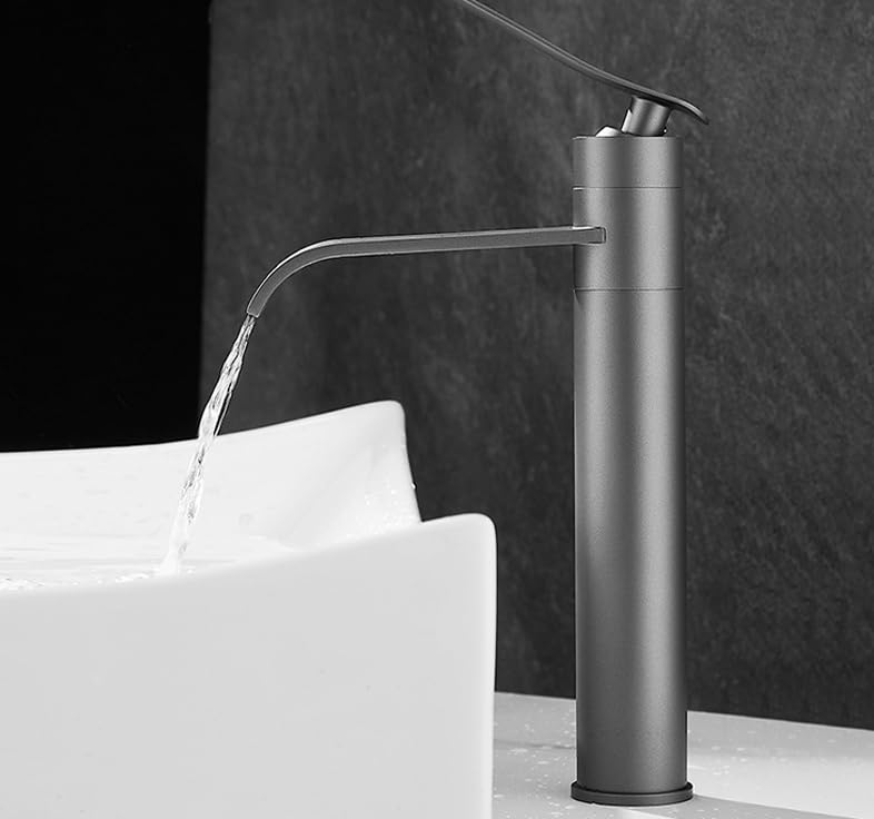 Grifo de cascada blanco alto para lavabo de baño con agua fría y caliente LWX