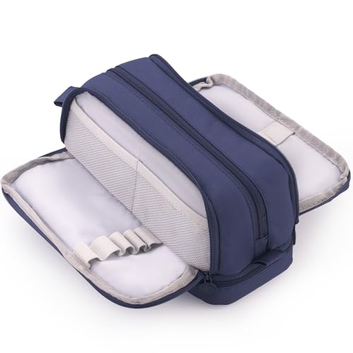 CICIMELON Large Capacity Pen Pencil Case with 4 Compartments, Multi-Slot Pencil Pouch Bag Aesthetic School Supplies Organizer for Teen Girls, Women, Adults (Navy)