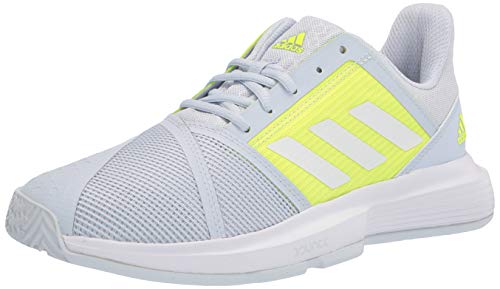 adidas Women s Courtjam Bounce Tennis Shoe, Halo Blue White Solar Yellow, 11.5