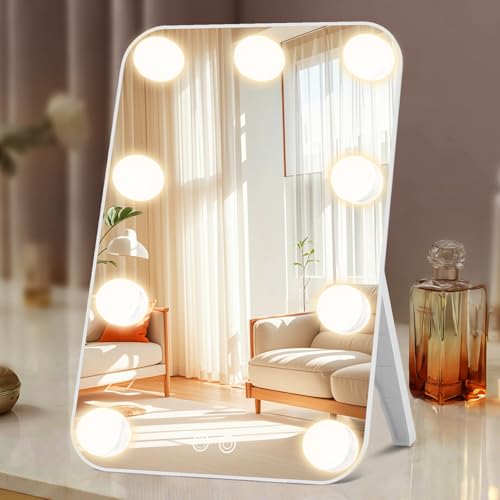 Espejo de tocador rectangular con luces LED recargable