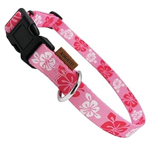 Dog Collar, Cute Floral Pattern, Soft and Adjustable Collar with Quick Release Buckle (S (Neck 11-18″, Width 5/8″), Hawaiian Pink)