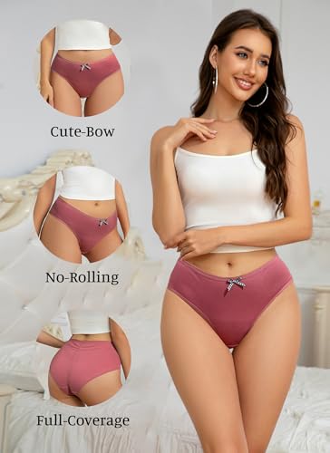 Womens Cotton Underwear Full Coverage Soft Stretchy Scrunch Briefs Comfortable Cute Bikini Panties for Ladies 6pack4