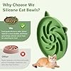 2Pcs Silicone Slow Feeder Cat Bowl,Puzzle Feeder Cat,Interactive Toys，Slow Feeding cat Bowl Suitable for All Dry and Wet Foods,Easy to Clean Silicone Bowls (Green and Blue) #1