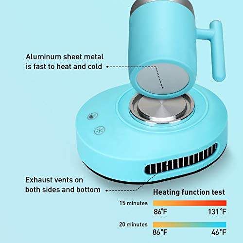 YEOSEN Coffee Mug Warmer and Cooler - 2 IN 1 Beverage Warmer and Drink Cooler with Mug, Auto Shut Off Mug Cooler and Warmer for Office Desk Use (Up to 131F or 46F), Blue