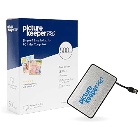 Picture Keeper PRO Connect Photo & Video External Hard Drive for Mac and PC Computers, 500GB USB Flash Drive Cover
