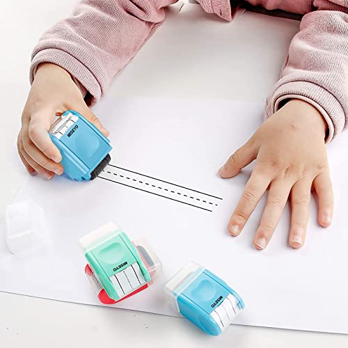Image of Miseyo Self-Inking Dashed Handwriting Lines Practice Roller Stamp for Kids