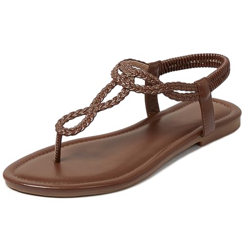 Image of zeetoo Women's Flat Sandals Summer T-StrapThong Bohemian Casual Comfortable Dressy Sandals for Women