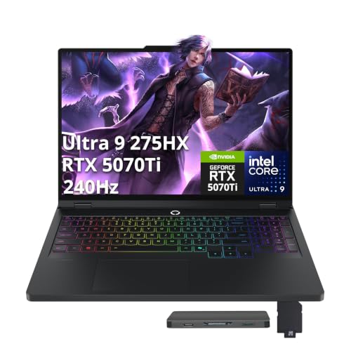Image of Lenovo Legion Pro 5 16 inch WQXGA 240Hz Gaming Laptop, Intel Ultra 9 275HX, GeForce RTX 5070 Ti, 32GB RAM, 3TB Storage (2TB SSD+1TB Docking Station Set), RGB Backlit Keyboard, Win 11 Pro, Eclipse Black