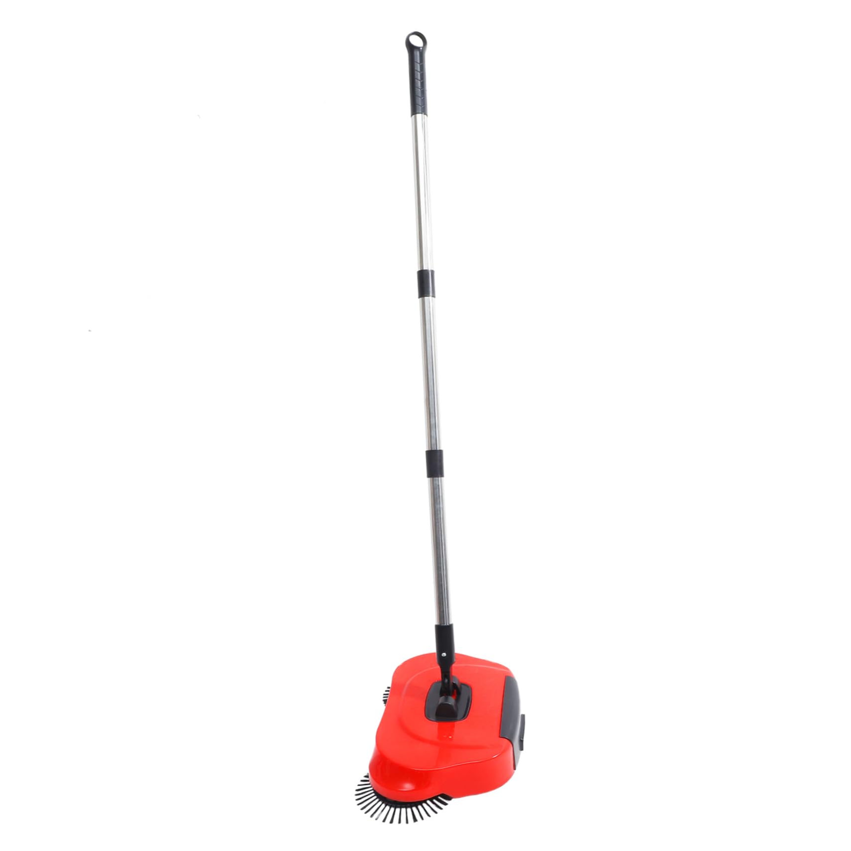 Barredora Manual con Cubo de Basura y Mop Rotativo Escoba para Limpieza de de Abs y Acero Inoxidable Ajustable y Rotativa para Pisos Duros Rojo