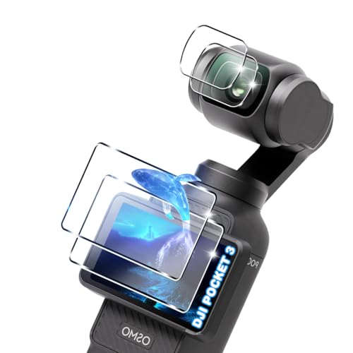 【wnunbg 2+2枚セット】 対応 DJI OSMO Pocket 3 ガラスフィルム 2枚+ レンズフィルム 2枚 【日本旭硝子素材採用 硬度9H 飛散防止 】 用 Pocket 3 フィルム 液晶 用 DJI OSMO Pocket3 保護フィルム