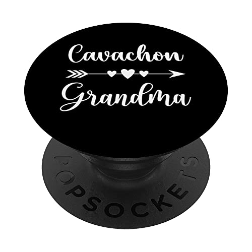 Cavachon Grandma Funny Cavachon Dog Lovers Gift Mother's Day PopSockets Swappable PopGrip, Black