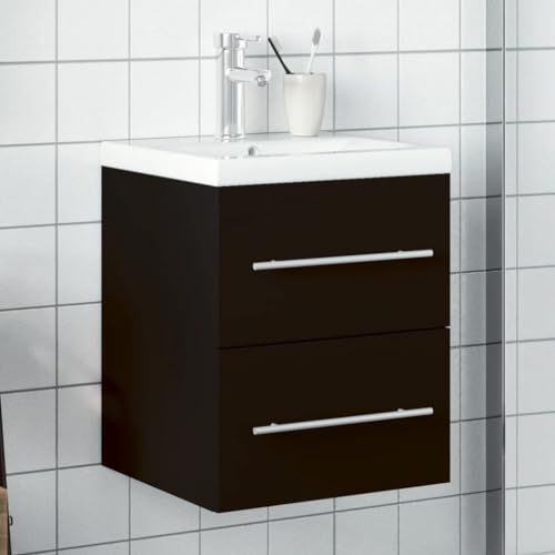 UJCHVHN Home Garden - Armario para lavabo con lavabo integrado, color negro
