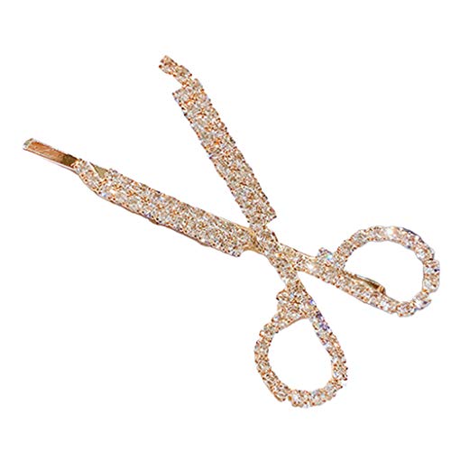 DAISHIAO Pince à cheveux en forme de ciseaux en métal avec strass pour femme Cover