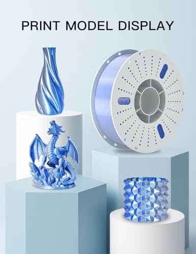 Image of PINBALL Silk PLA 3D Printer Filament 1.75mm Shiny Silk Dual Color Filament 3D Printing PLA Filament Dimensional Accuracy + /- 0.02mm 1 KG Silk Dual Color Blue-Silver