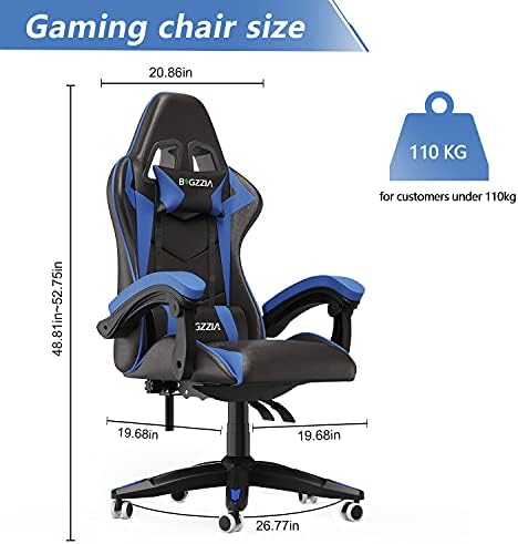 bigzzia Gaming Chair Office Chair Desk Chair Swivel Heavy Duty Chair Ergonomic Design with Cushion and Reclining Back Support