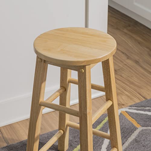 Image of Linon Natural Barstool with Round Seat, 24-Inch