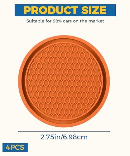 Flaconi 4-teiliges Set aus Autogläsern, Getränkehalter und Auto-Innenzubehör (rutschfester Untersetzer, Orange)