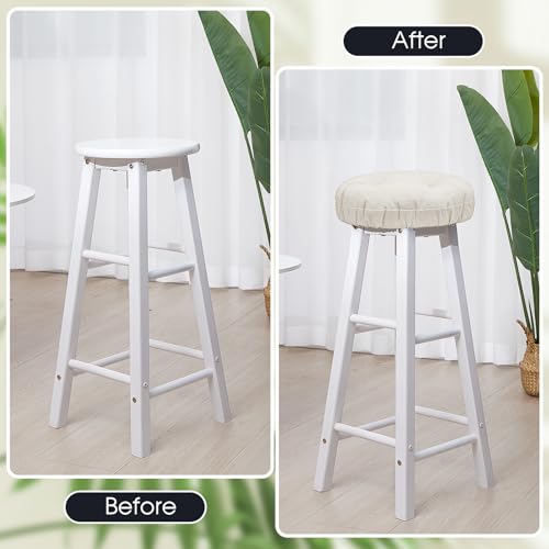 Image of Marsui 4 Pieces Bar Stool Cover Non Slip Padded Cushion, 14.2 Inch, Beige