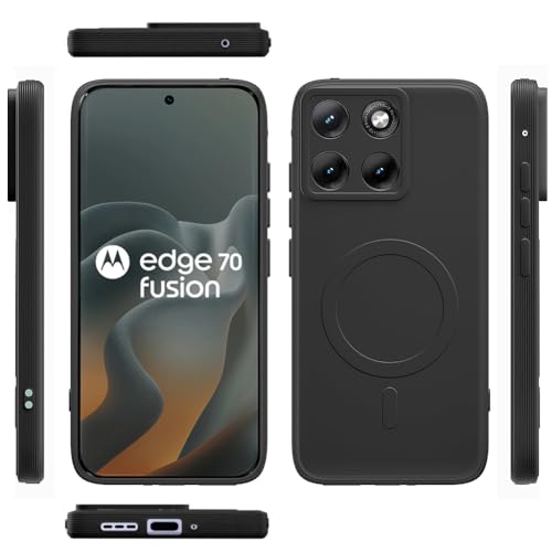Image of Back Cover | MagFit Ring Design (Non-Magnetic) | Shockproof Case | Anti-Slip Grip | Raised Camera Edges | Slim Protective Case for Motorola Moto Edge 70 Fusion 5G (Matte Black)