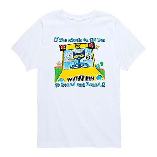 Pete the Cat - Wheels On The Bus -Toddler Graphic T-Shirt - Size 3T White