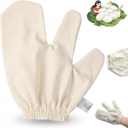 Garshana Raw Silk Gloves, 2025 New Raw Silk Gloves Garshana Massage Gloves Ayurvedic Massage, Body Exfoliating Gloves, Exfoliating Bath Massage Scrubbing Glove for Dry Brushing (1Pc)