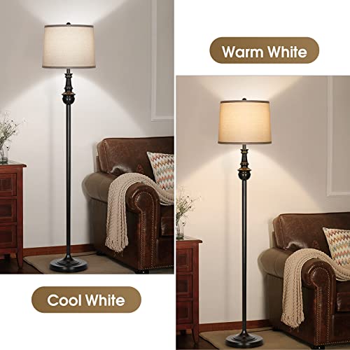 Image of Drum Lampshades Set of 2, Fabric Lampshades for Table Lamps Floor Lamps, Medium Lampshades 11.6 inch Top x 12.6 inch Bottom x 9.8 inch High, Easy Assembly Shades Replacement, Natural Linen Hand Crafted (Spider)