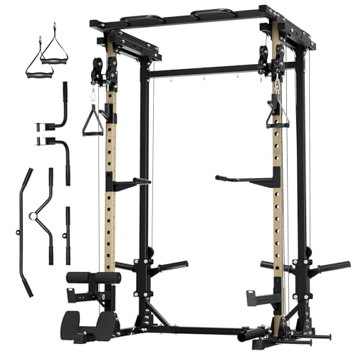 MAJOR FITNESS Drone3 Power Cage - Multi-Function Power Rack for Home Gym, Squat Rack with Pull-up Bar, Cable Crossover System, J-Hooks, for Strength Training, Heavy-Duty Steel Construction