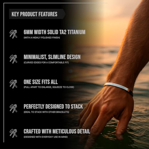 Forge & Foundry Men's Minimalist Titanium Cuff Bracelet | Versitile Unisize Waterproof | Design-Led Artisan Jewelry, from London | Ravick4