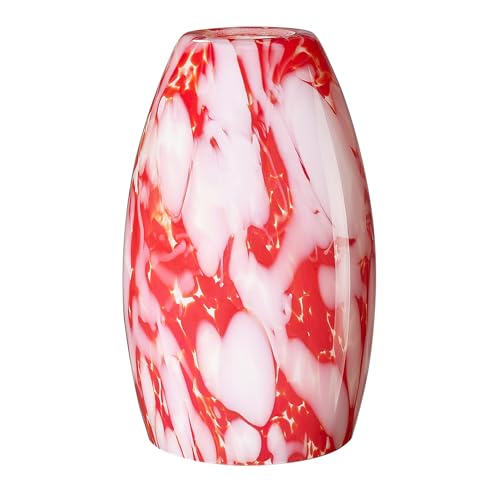 Image of Oval Glass Pendant Lamp Shade Only Art Glass Light Covers for Kitchen Island Pendant Light Fixtures Replacement Shade for Mini Pendant Light (red cloud)