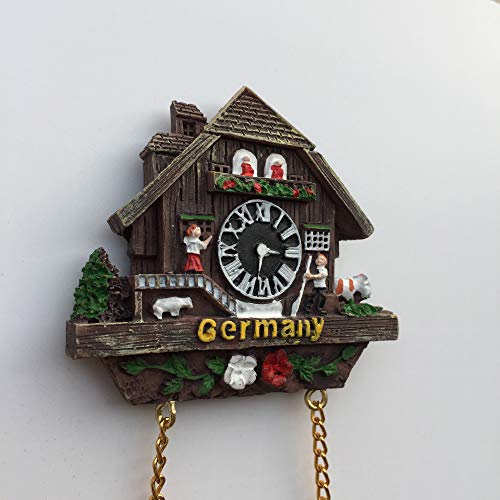 Imán decorativo reloj cucú Alemania 3D para nevera miniatura 4