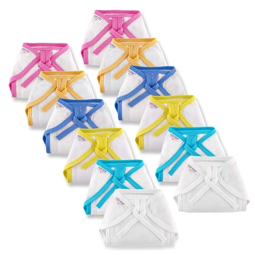 Image of pom-pom SWEET HEARTS Tie up Nappy For Babies, Reusable, Washable Soft Muslin Cotton Nappy /Langot for New Born Baby | Gentle on Baby Skin | Helps in Potty Training | 6-9 months | Pack of 12 | WCP