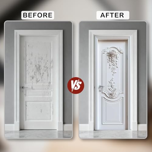 Image of Nuxovilar White Floral Door Stickers Peel Stick PVC 30.3x78.7 in