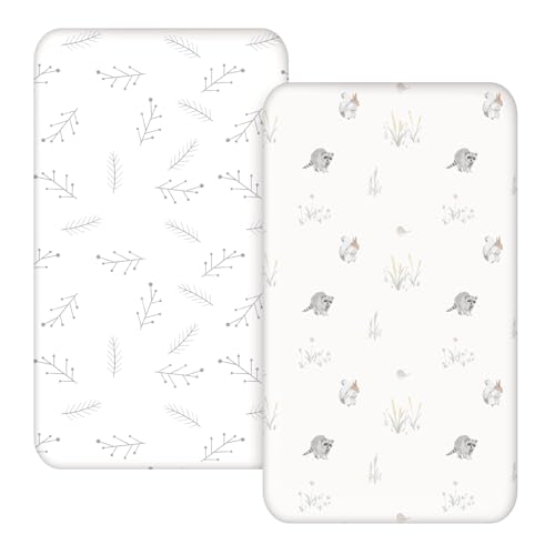 Soarwg Kids Bassinet Sheets 2-Pack for Newborn Baby Boy and Girl Gender Neutral, Soft Breathable Elastic Sheets, Universal Fit Flexible for Rectangle...