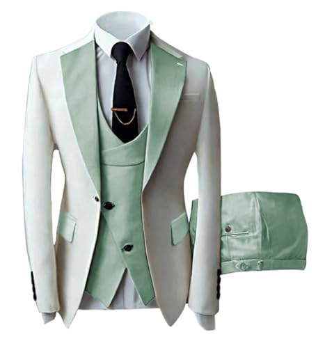 3 Piece Men Double Breasted Suits for Wedding Slim Fit Tuxedos One Button Blazer Peak Lapel Jacket Vest Pant