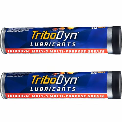 TriboDyn Moly-5 Multi-Purpose Grease - 5% Molybdenum Disulfide - NLGI #2 Lithium Complex GC-LB - Extreme Pressure & High Temp for Automotive, Truck & Equipment (14 OZ Cartridge 2 Pack)