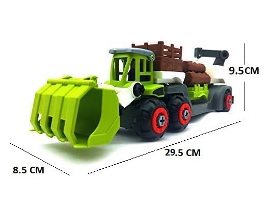 Image of Unbreakable Construction Engineering Truck Friction Powered 3 in 1 Farm Truck Toys for Kids Boys Girls Pull Back Vehicle Assembly Toy (Multicolor)