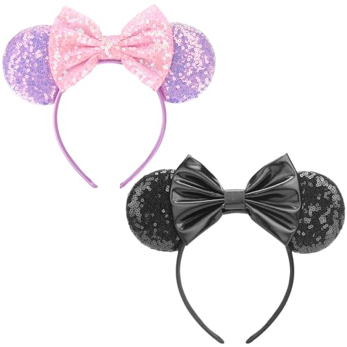 Image of DRESHOW Mouse Ears Bow Headbands Glitter Party Decoration Cosplay Costume for Women