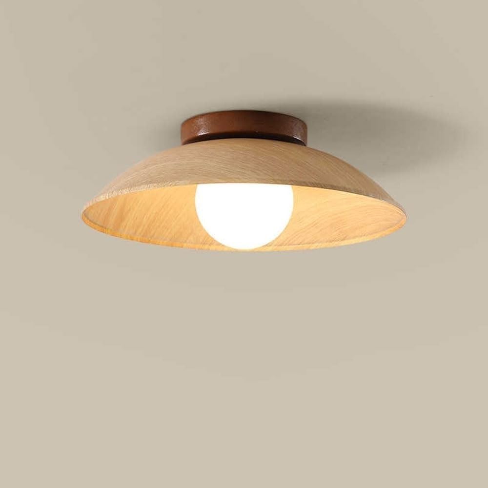 Wabi Sabi Lampa sufitowa z orzecha włoskiego, 30 cm (11,8 cala), nowoczesny styl z połowy wieku, do przedpokoju, przedpokoju, schodów, małej cylindrycznej oprawy oświetleniowej (kolor