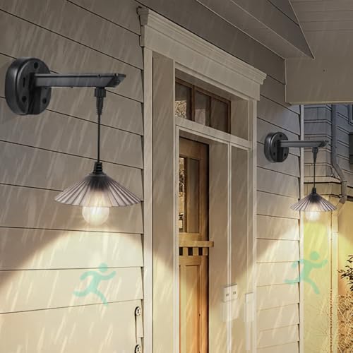 Applique murale solaire LED extérieure avec détecteur et recharge USB pour garage (Noire, 2 Pcs)