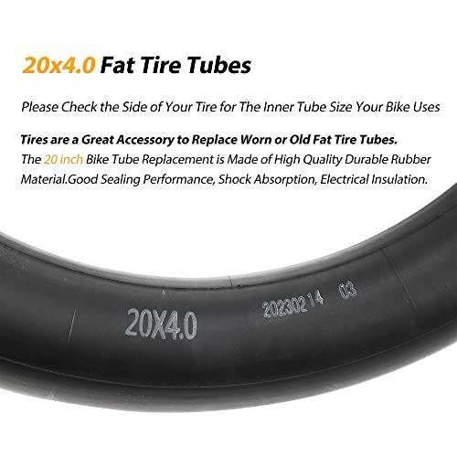 Image of 2-Pack 20 inch Fat Tire Tubes with Schrader Valve, 20x4.0 Fat Tire Bike Inner Tubes Compatible with 20 x 3.5-4.0 Inch Ebike /Mountain Bike Fat Tire Tubes