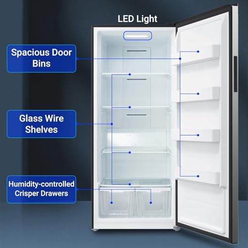 Upright Freezer 21 cu.ft, Standing Freezer Upright, Frost Free Convertible Refrigerator Freezer for Garage, Kitchen, Home Use, Stainless Steel - Thumbnail 7