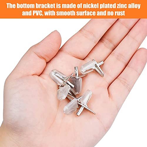 TONAUP 30 Stück Regalträger Bodenträger, 3mm Glas-Bodenträger Kunststoff mit Stahlstift, L-Förmige Clips Unsichtbar Regalhalterung für Schrank Bücherregal Möbel