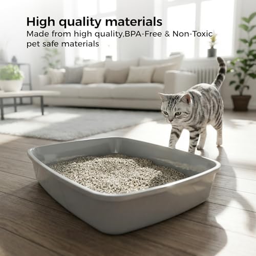 Cat litter Tray, Litter Tray Box, Plastic Cats Open Top Portable Pan Loo Box, Easy Clean Toilet for Cat Kitten Rabbit, 40x30x9 cm - Image 3