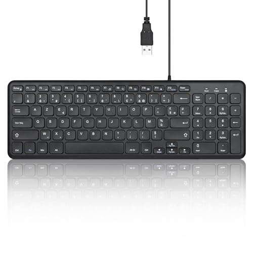 Perixx PERIBOARD-213U, Clavier Compacte Silencieux Filiare – Clavier Chiclet avec Touches Ciseaux Silencieuses et Touches Multimédia pour Windows - AZERTY...