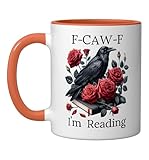 Smutty Book Crow F Cawf I'm Reading Smut Reader Dark Romance Ceramic Mug, Orange/White